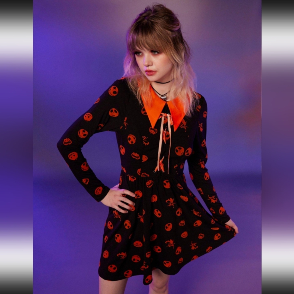 Her Universe The Nightmare Before Christmas Flocked Icon Long Sleeve Dress